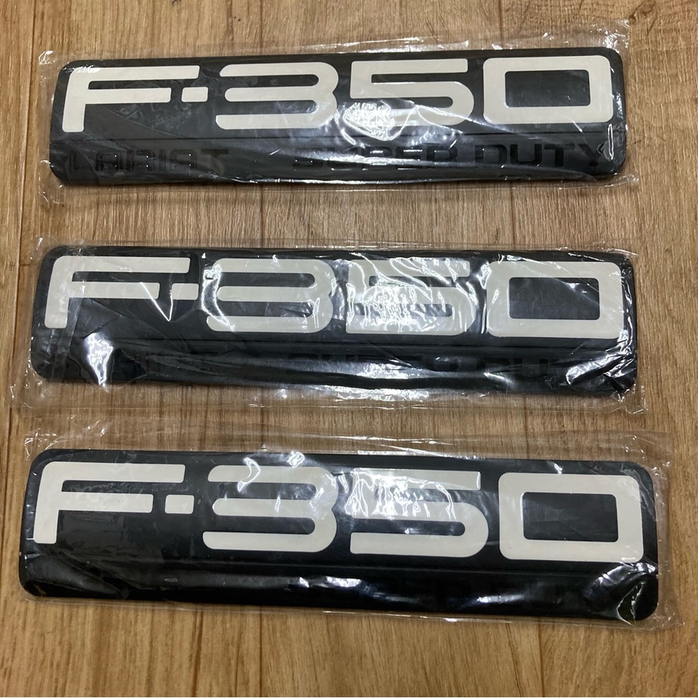 3x OEM WHITE F-350 LARIAT Super Duty  Emblems Badge Black NEW